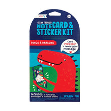 Load image into Gallery viewer, Tiny Tada! Note Cards & Sticker Set - Dinos & Dragons