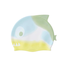 Load image into Gallery viewer, Shaped Swimming Cap Shark Tribe Khaki Ombre