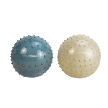 Load image into Gallery viewer, Two textured exercise balls, one blue and one beige, on a white background.
