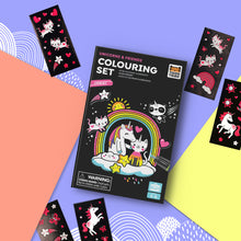 Load image into Gallery viewer, Tiger Tribe Neon Colouring Set – Unicorns & Friends – portable mess-free colouring for kids – the outdoor kid.