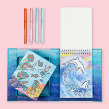 Load image into Gallery viewer, Tiger Tribe Shimmer Colouring Set – Sea Life – full kit with shimmer markers – the outdoor kid.