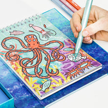 Load image into Gallery viewer, Tiger Tribe Shimmer Colouring Set – Sea Life – sea creature illustrations close-up – the outdoor kid.