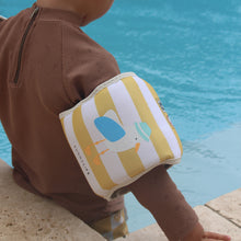 Load image into Gallery viewer, Kids Neoprene Arm Bands Sid the Seagull Mustard Stripe