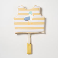 Load image into Gallery viewer, Kids Swim Vest Sid the Seagull Mustard Stripe Size 1-2