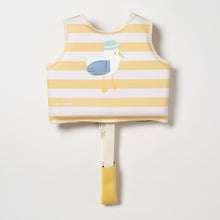 Load image into Gallery viewer, Kids Swim Vest Sid the Seagull Mustard Stripe Size 2-3