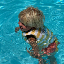 Load image into Gallery viewer, Kids Swim Vest Sid the Seagull Mustard Stripe Size 2-3
