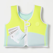 Load image into Gallery viewer, Swim Vest 2-3 Salty the Shark Aqua Neon Yellow