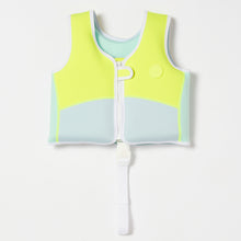 Load image into Gallery viewer, Swim Vest 2-3 Salty the Shark Aqua Neon Yellow