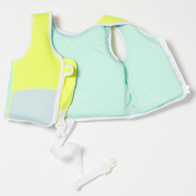 Load image into Gallery viewer, Swim Vest 2-3 Salty the Shark Aqua Neon Yellow