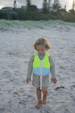 Load image into Gallery viewer, Swim Vest 2-3 Salty the Shark Aqua Neon Yellow