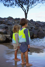 Load image into Gallery viewer, Swim Vest 2-3 Salty the Shark Aqua Neon Yellow
