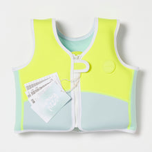Load image into Gallery viewer, Swim Vest 1-2 Salty the Shark Aqua Neon Yellow