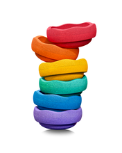 Load image into Gallery viewer, Stapelstein® Original Rainbow Classic set – 6 colourful stacking stones for imaginative play and balance.