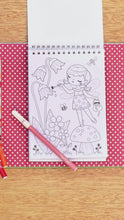 Load and play video in Gallery viewer, Tiger Tribe Forest Fairies Colouring Set – fairy and forest creature close up of colouring page in use – the outdoor kid.