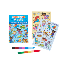 Load image into Gallery viewer, Mini Traveler Coloring & Activity Kit – Superkids & Pets