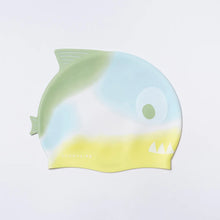 Load image into Gallery viewer, Shaped Swimming Cap Shark Tribe Khaki Ombre