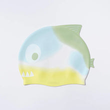 Load image into Gallery viewer, Shaped Swimming Cap Shark Tribe Khaki Ombre