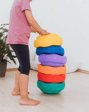 Load image into Gallery viewer, Open ended play with Stapelstein® Original Rainbow Classic – colourful stones encourage movement and imagination.