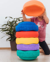 Load image into Gallery viewer, Child stacking and balancing Stapelstein® Original Rainbow Classic stones.