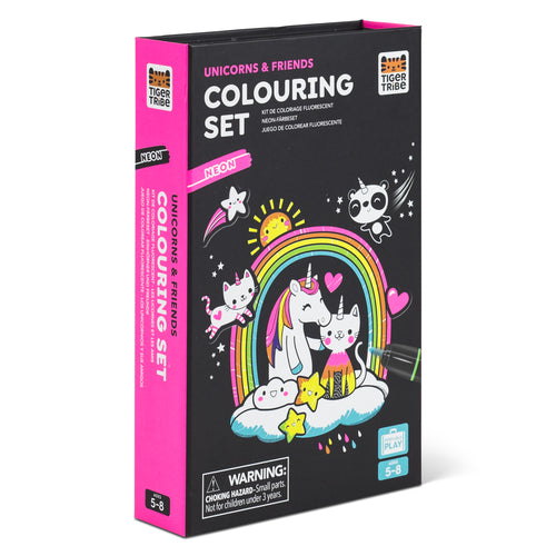 Tiger Tribe Neon Colouring Set – Unicorns & Friends – full kit with markers and stickers – the outdoor kid.

