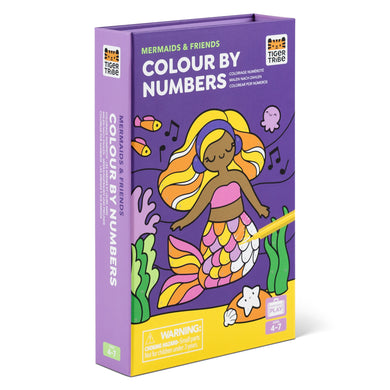 Tiger Tribe Colour by Numbers – Mermaids & Friends – full kit with markers – the outdoor kid.