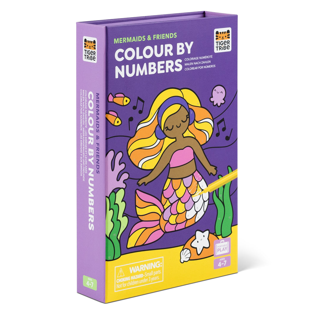 Tiger Tribe Colour by Numbers – Mermaids & Friends – full kit with markers – the outdoor kid.