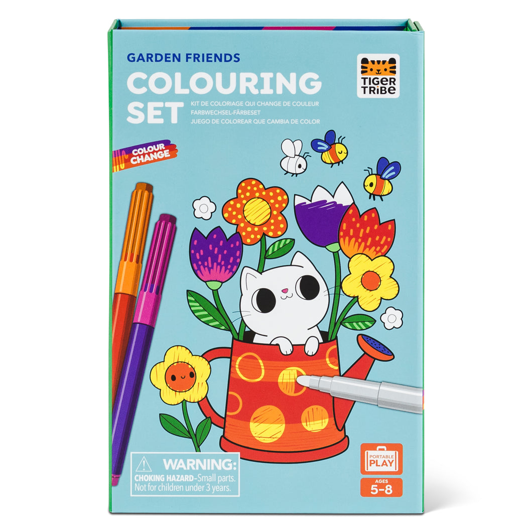 Tiger Tribe Colour Change Colouring Set – Garden Friends – full kit with markers – the outdoor kid.