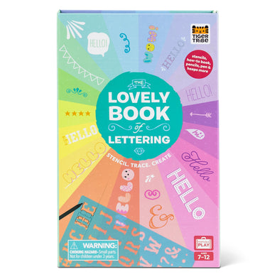 Tiger Tribe Lovely Book of Lettering stationery kit with stencils, pens, and notebook.