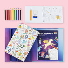 Load image into Gallery viewer, Tiger Tribe How to Draw – Fairytale Fantasy – coloured pencils included – the outdoor kid.
