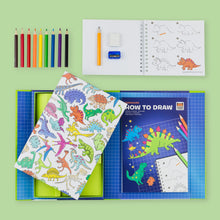 Load image into Gallery viewer, Tiger Tribe How to Draw – Dinosaurs – coloured pencils included – the outdoor kid.
