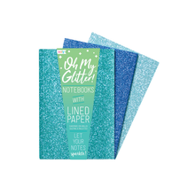 Load image into Gallery viewer, Oh My Glitter! Notebooks - Set of 3 - Aquamarine &amp; Sapphire
