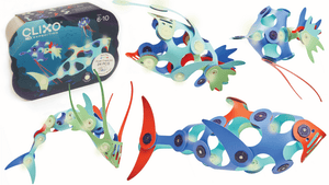 Clixo Ocean Creatures Pack 24 Pieces - Glow in the Dark