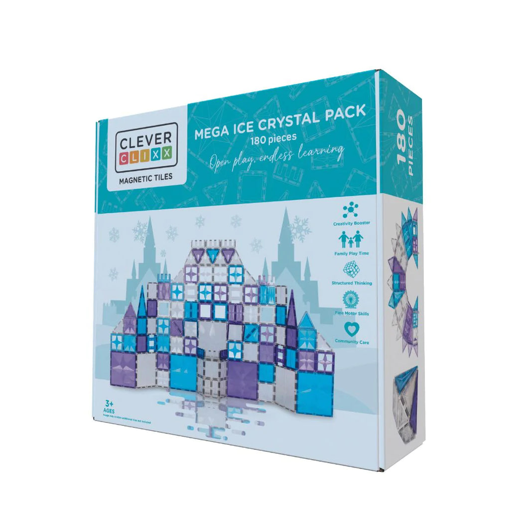 Image of CleverClix Mega Ice Crystal Pack containing 180 pieces, perfect for creative and sparkling craft projects
