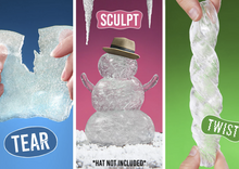 Load image into Gallery viewer, Product packaging with instructions to 'tear', 'sculpt', and 'twist' a snowman-shaped product.
