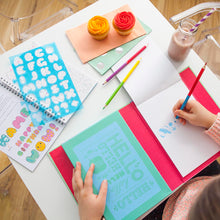 Load image into Gallery viewer, Designer stencils from Tiger Tribe Lovely Book of Lettering kit for kids.
