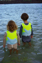 Load image into Gallery viewer, Swim Vest 2-3 Salty the Shark Aqua Neon Yellow
