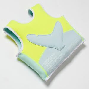 Swim Vest 1-2 Salty the Shark Aqua Neon Yellow