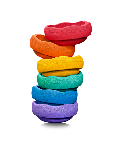Stapelstein® Original Rainbow Classic set – 6 colourful stacking stones for imaginative play and balance.