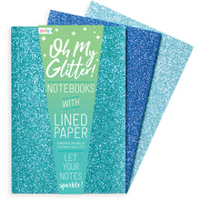 Load image into Gallery viewer, Oh My Glitter! Notebooks - Set of 3 - Aquamarine &amp; Sapphire
