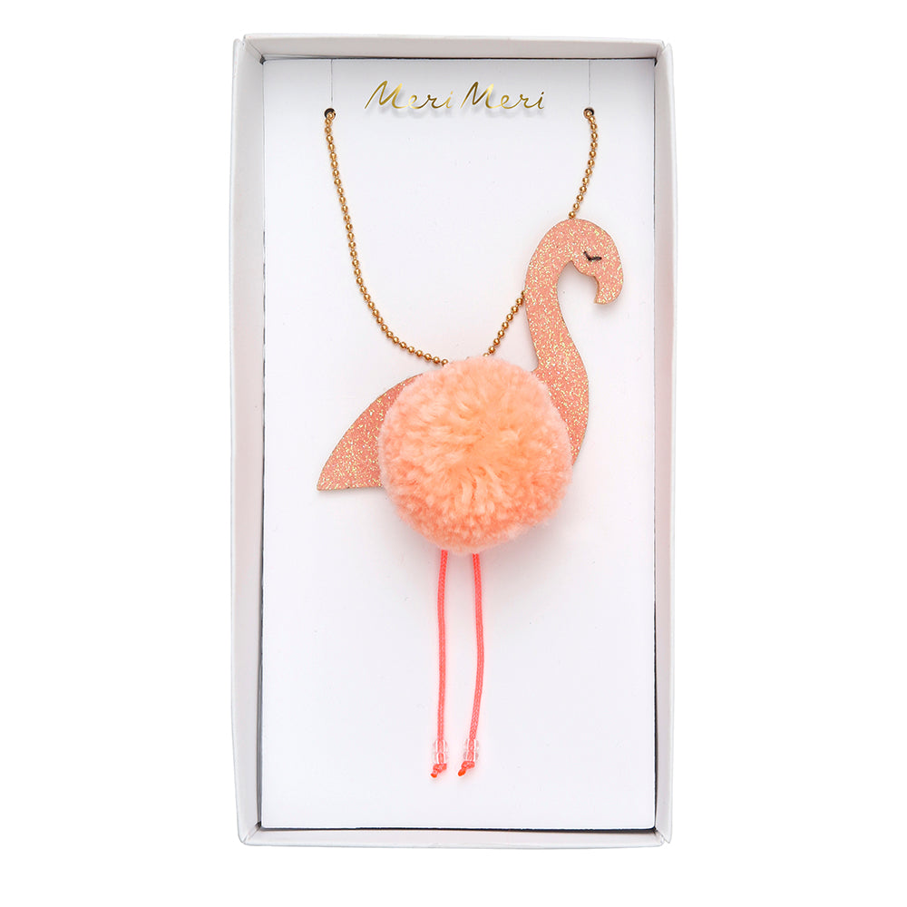Meri Meri Flamingo Pompom Necklace