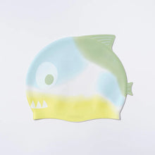 Load image into Gallery viewer, Shaped Swimming Cap Shark Tribe Khaki Ombre
