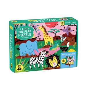 On Safari Lift-the-Flap 12 Piece Puzzle