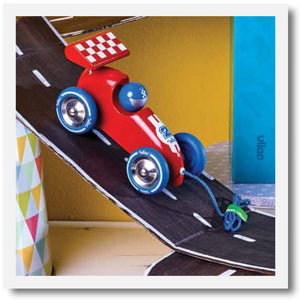 Pull Along Drag Racing Car | Red & Blue